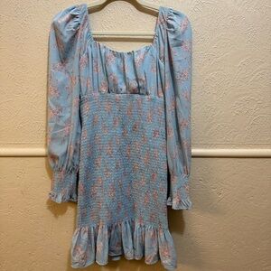 Cistar Blue and Pink Smocked Mini Dress Size Small Feminine